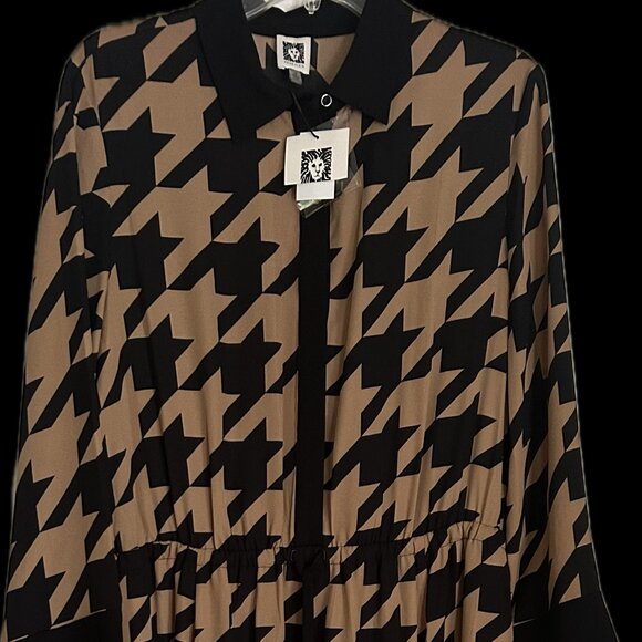 Anne Klein - Houndstooth Drawstring shirtdress - Size 16 - Picture 3 of 4